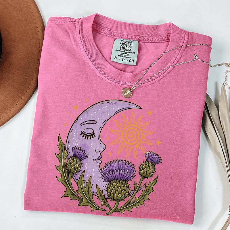 Scottish Thistle Moon Floral T-Shirt
