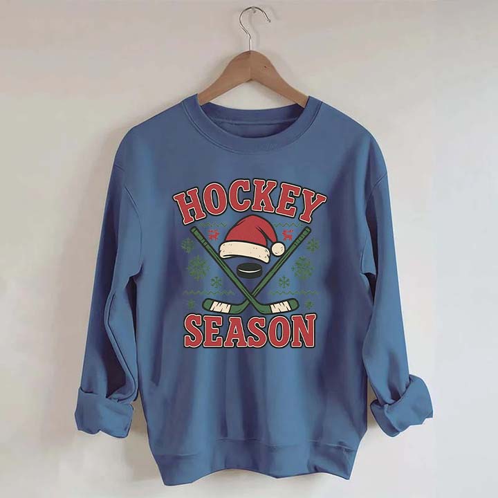 Christmas Hockey Santa Hat Sweatshirt