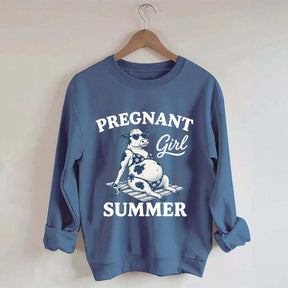 Pregnant Girl Summer Cow Sweatshirt