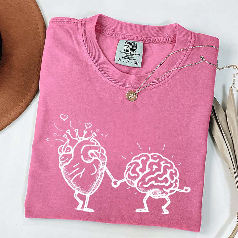 Mental Health Awareness Brain Heart T-Shirt