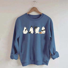 Ghost And Cat Lower Halloween Sweatshirt