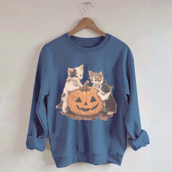 Vintage 90s Cat Halloween Pumpkin Sweatshirt