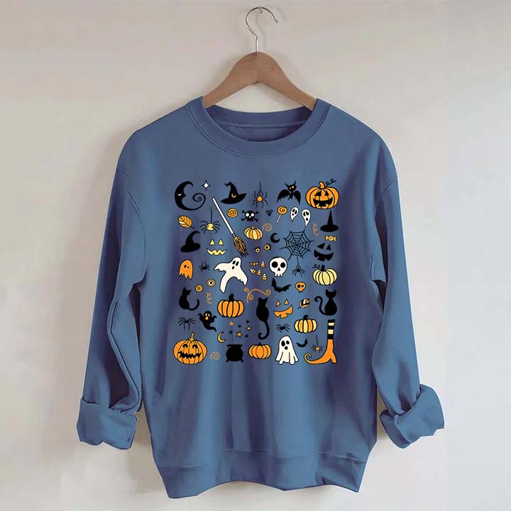 Halloween Doodles Little Things Witch Pumpkin Sweatshirt