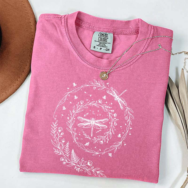 Cute Wildflowers Dragonfly Nature T-Shirt