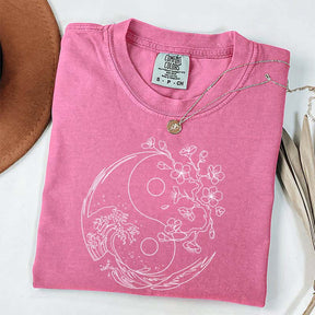 Yin Yang Wave Cherry Blossom T-Shirt
