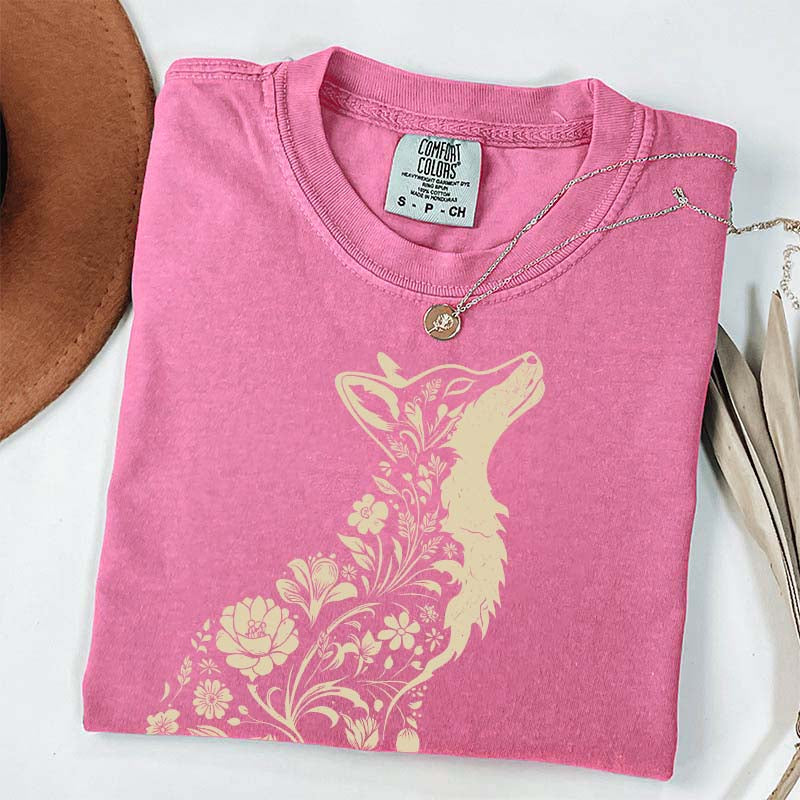 Retro Floral Fox Woodland Animal T-Shirt