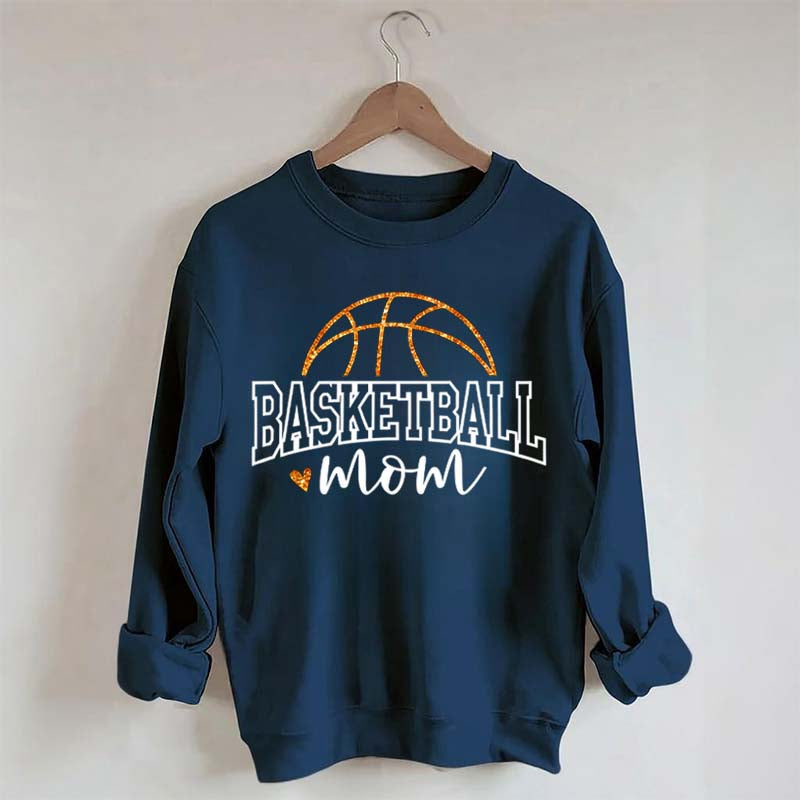 Glitter Basketball Mom Printed Sweatshirt