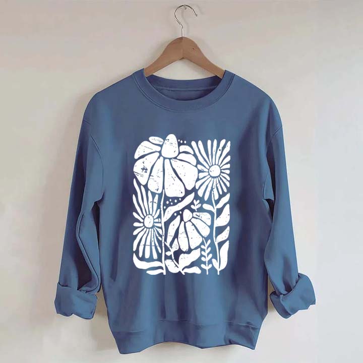 Boho Wildflowers Distressed Flowers Sweatshirt