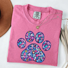 Comfort Colors Floral Paw Print T-Shirt