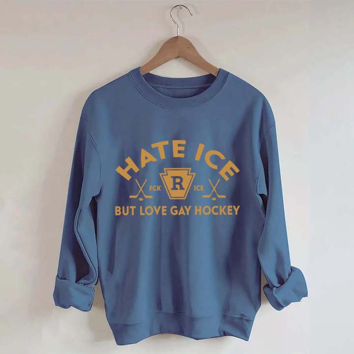 Hate ICE But Love Gay Hockey Boxy Sweatshirt