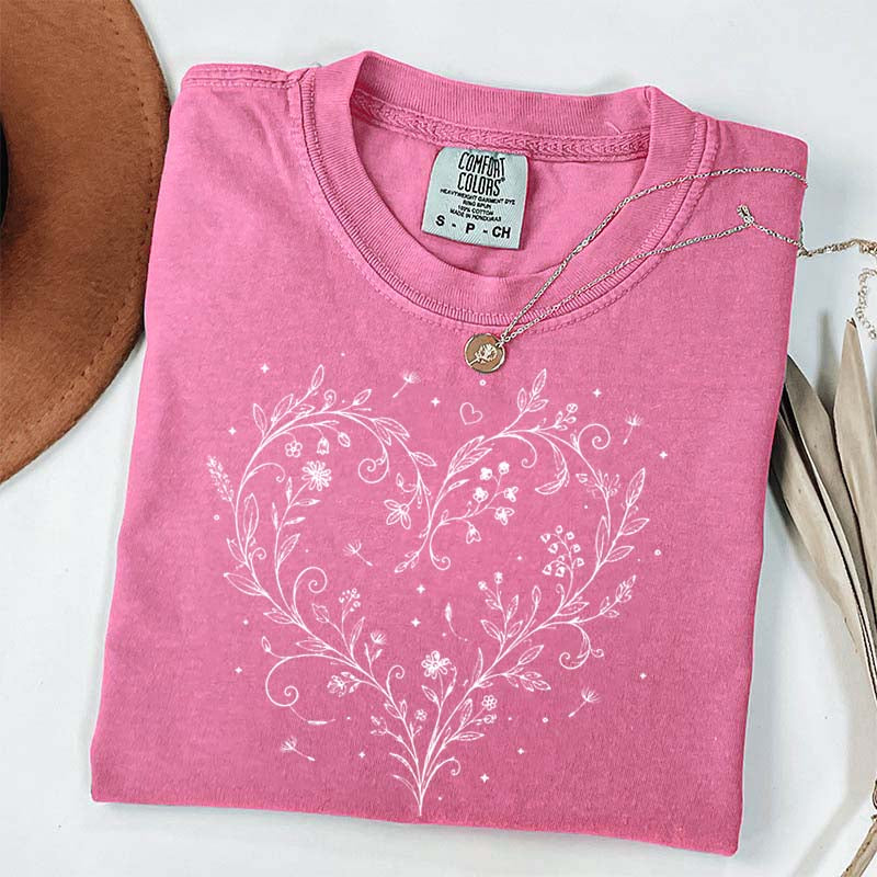 Botanical Dandelion Heart Wildflower T-Shirt