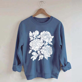 Vintage Linocut Flower Boho Botanical Sweatshirt