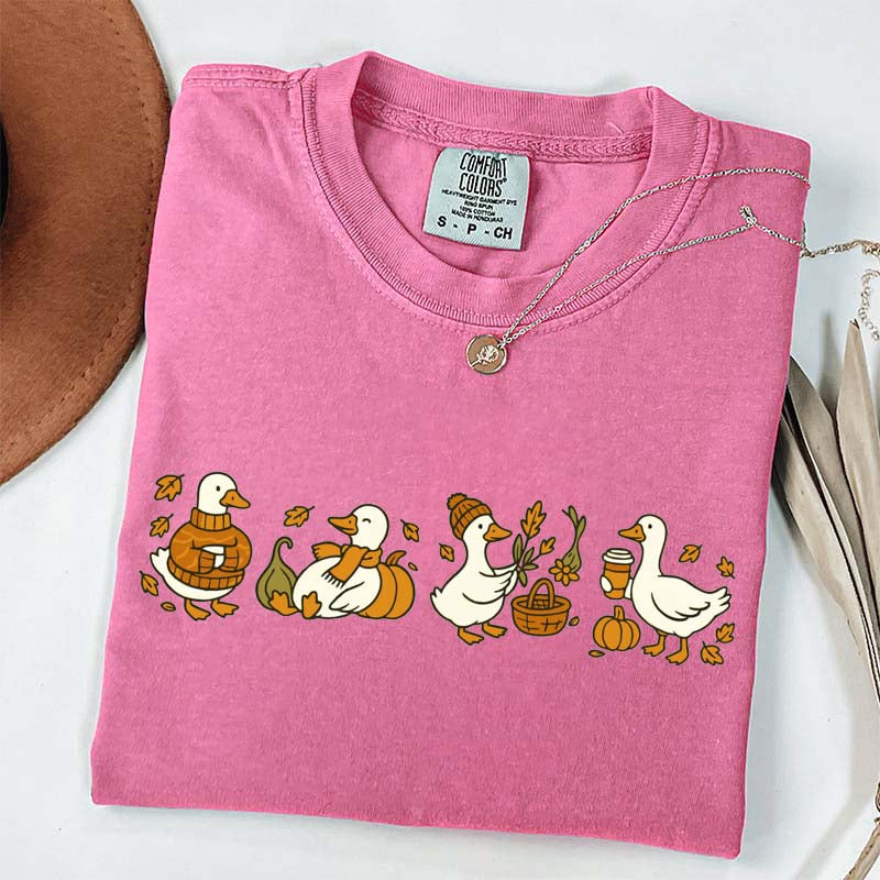 Fall Goose Vibes Autumn Coffee Pumpkin T-Shirt
