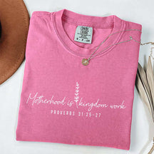 Motherhood is Kingdom Work Floral Religious T-Shirt