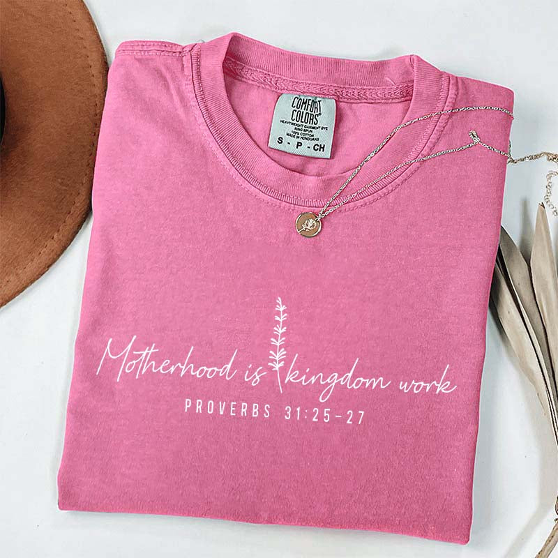 Motherhood is Kingdom Work Floral Religious T-Shirt