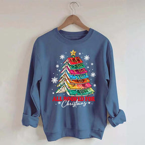 Cute All Booked For Christmas Tree Sweatshirt