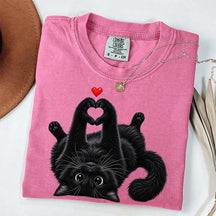 Cute Black Cat Heart Paws T-Shirt