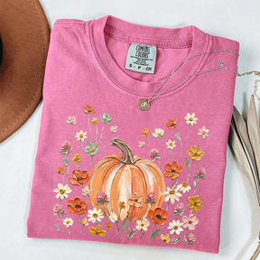 Autumn Floral Wildflower Pumpkin Season T-Shirt