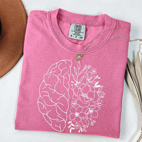 Mental Health Floral Brain Anatomy T-Shirt