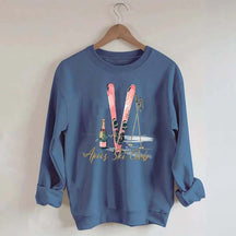 Apres Ski Champagner Skifahrer Sweatshirt