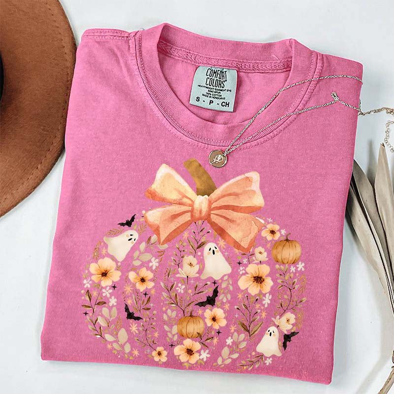 Vintage Floral Pumpkin Cute Halloween T-Shirt