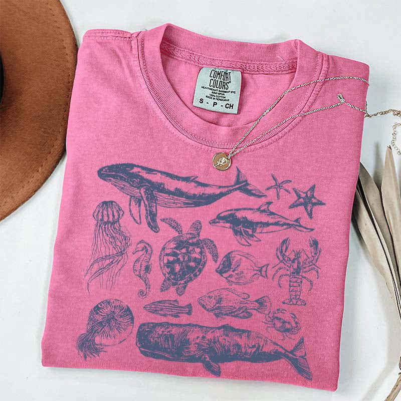 Vintage 90s Sea Animals Ocean Life T-Shirt