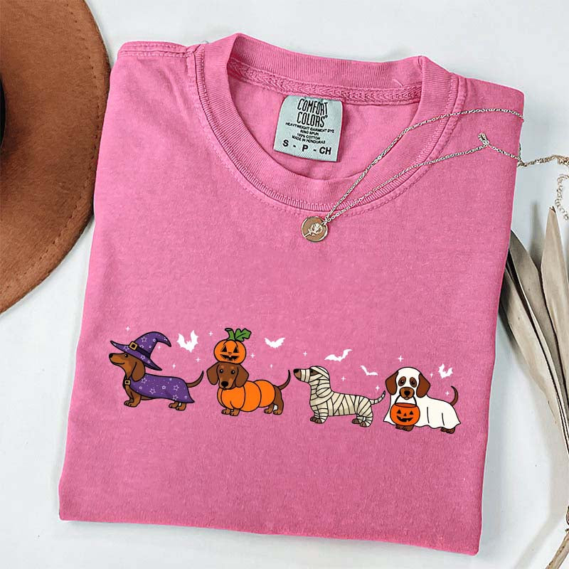 Dachshund Cute Ghost Dogs Halloween T-Shirt