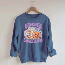 Spooky Season Ice Coffee Preppy Halloween Sweatshirt