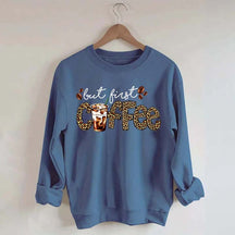 But First Coffee Leopard Sweatshirt