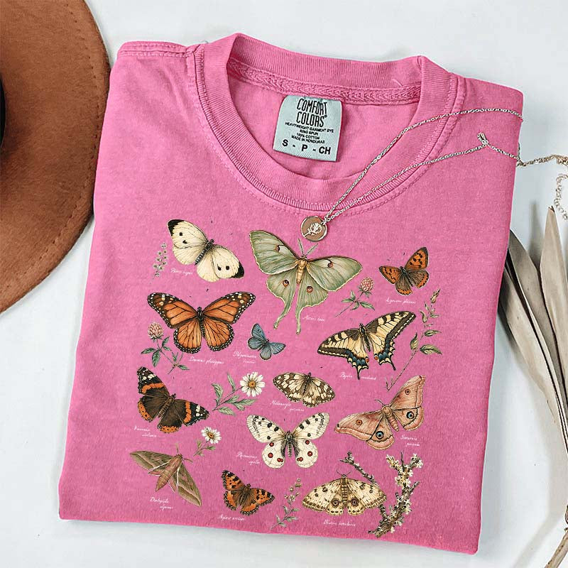 Vintage Butterfly Botanical Chart Moth T-Shirt