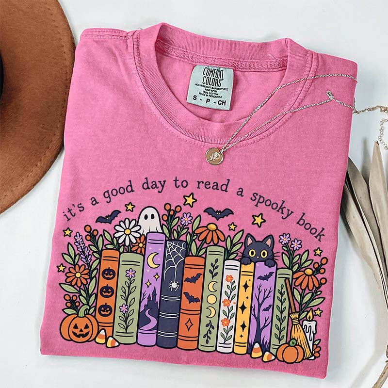 It's a Good Day to Read a Spooky Book Floral T-Shirt