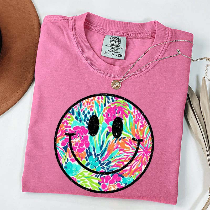 Comfort Colors Smiley Face Beach Vibes T-Shirt