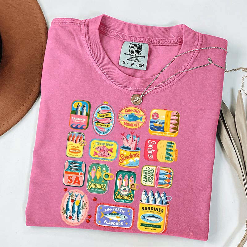 Vintage Sardine Can Mediterranean Food T-Shirt