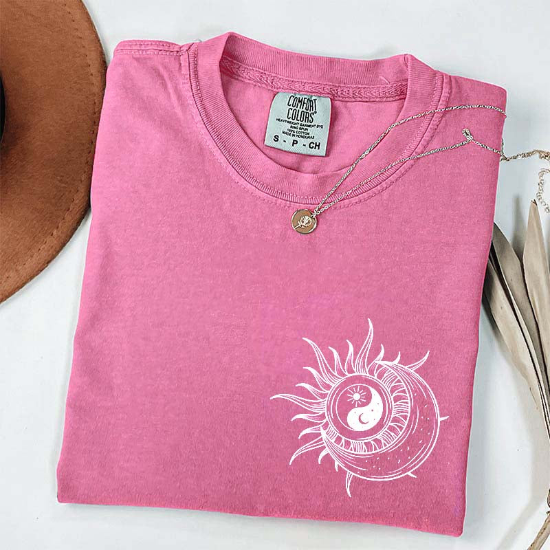 Boho Mystical Moon And Sun Yin Yang T-Shirt