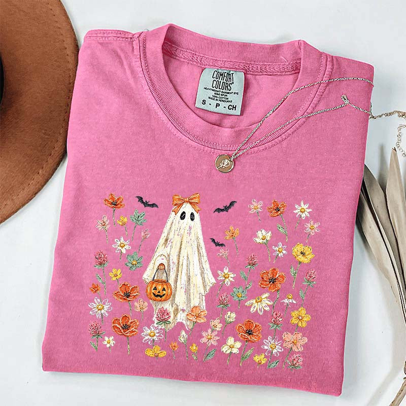 Coquette Floral Ghost Wildflowers Cute T-Shirt