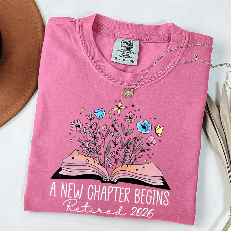 Floral Teachers 'A New Chapter Begins' Retired T-Shirt