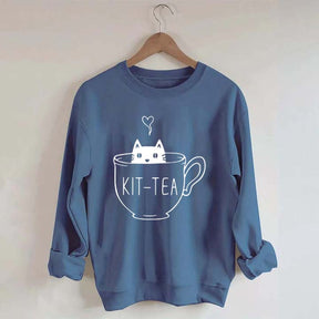 Funny Cat Tea Kitten Sweatshirt