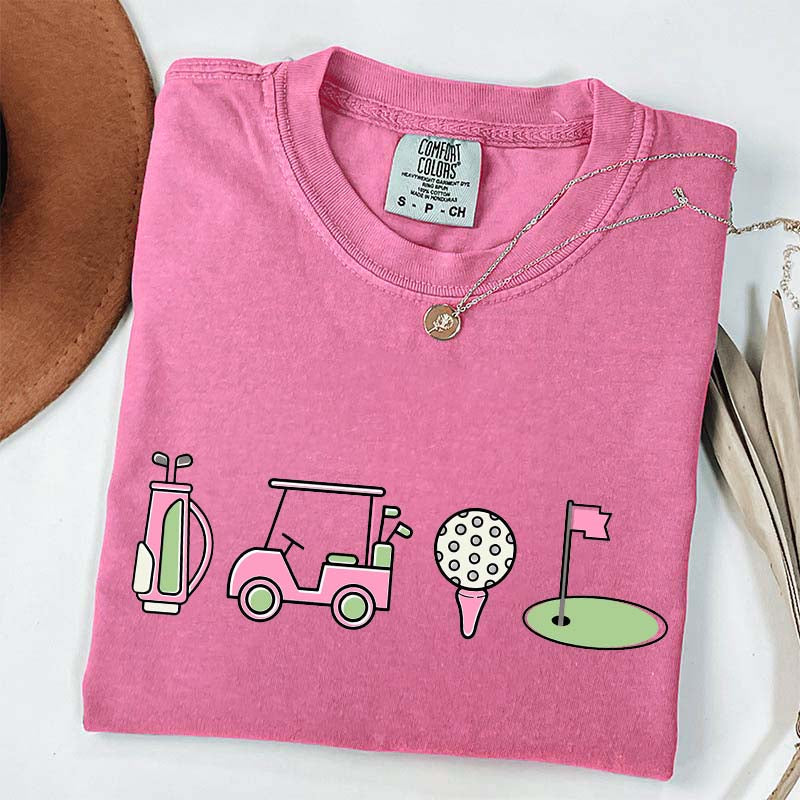 Pink Golf Cart Flag Lover T-Shirt