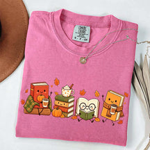 Cozy Book Lover Coffee Pumpkin T-Shirt