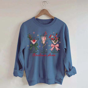 Christmas Please Martini Coquette Holiday Sweatshirt