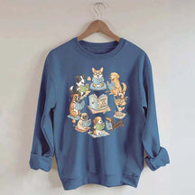Bookworm Fiction Dog Reading Sweatshirt