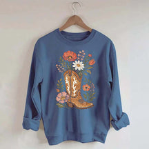Retro Cowboy Boot Wildflower Sweatshirt