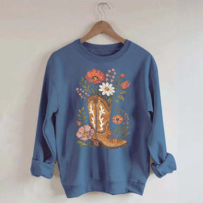 Retro Cowboy Boot Wildflower Sweatshirt