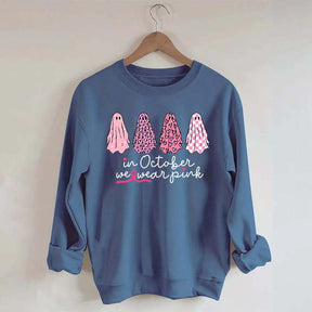 In October We Wear Pink Ghost Cancer Fighter Sweatshirt