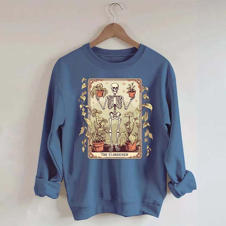 Gardener Skeleton Lover Tarot Card Sweatshirt