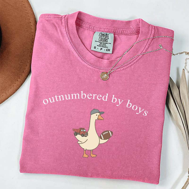 Outnumbered by Sons Mom Goose T-Shirt