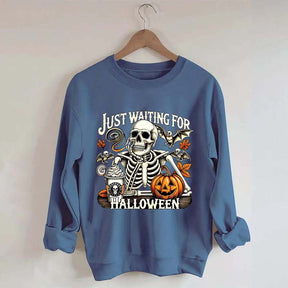 Just Waiting for Halloween Retro Halloween Sweatshirt