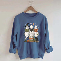 Boo Ghost Reading Books Halloween Sweatshirt