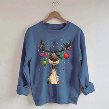 Vintage Reindeer Christmas Light Xmas Sweatshirt