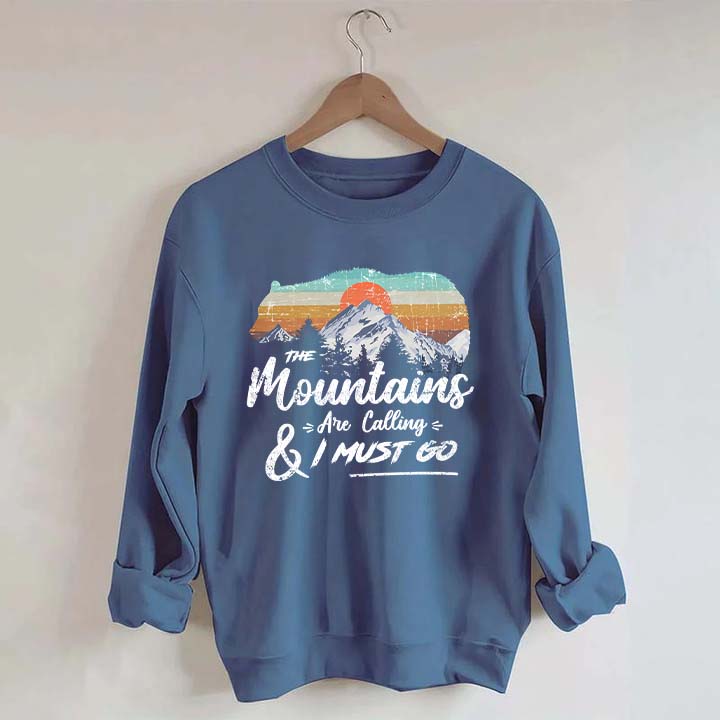 Retro Mountains Are Calling Hiking Camping Sweatshirt